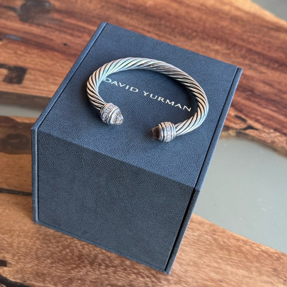 David Yurman Cable Silver Bracelet Morganite Diamonds (M)